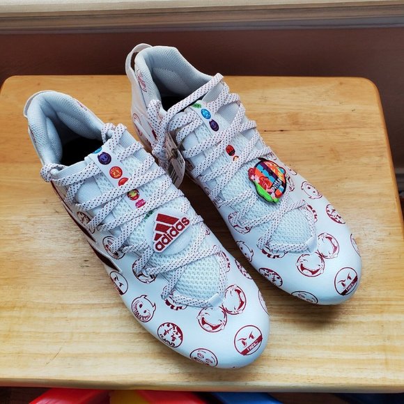 Adidas Men's Freak 22 Big Mood Football Cleats White Red Emoji Size 11.5 - Picture 1 of 3